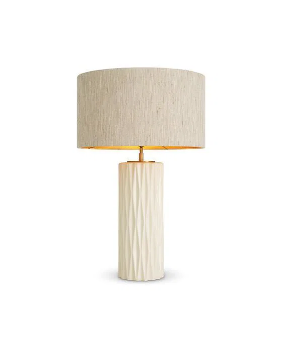 Amarello Tischlampe cremefarbene Keramik
