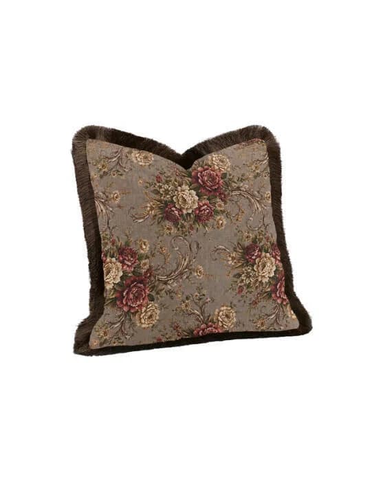 Florienne Kissenhülle Fransen Taupe