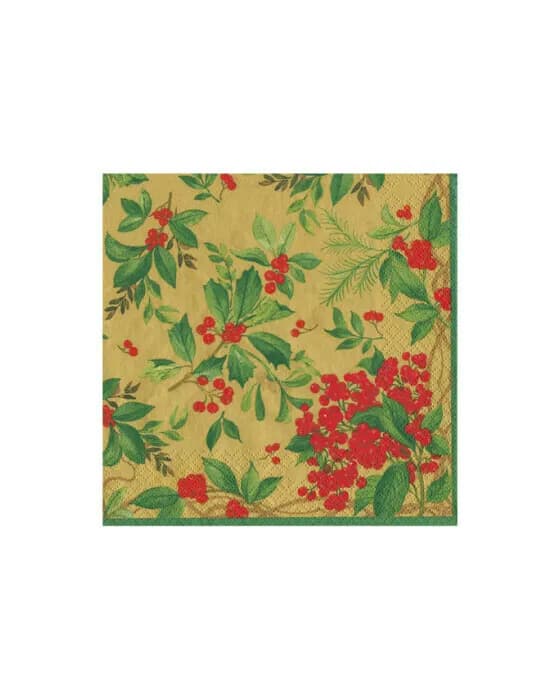 Holly Chintz Christmas Napkins 20-pack