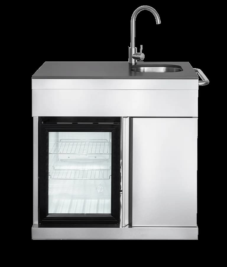 Pure - Modul mit Kühlschrank, Spülbecken und Aufbewahrungsschrank - Edelstahl - Myoutdoorkitchen