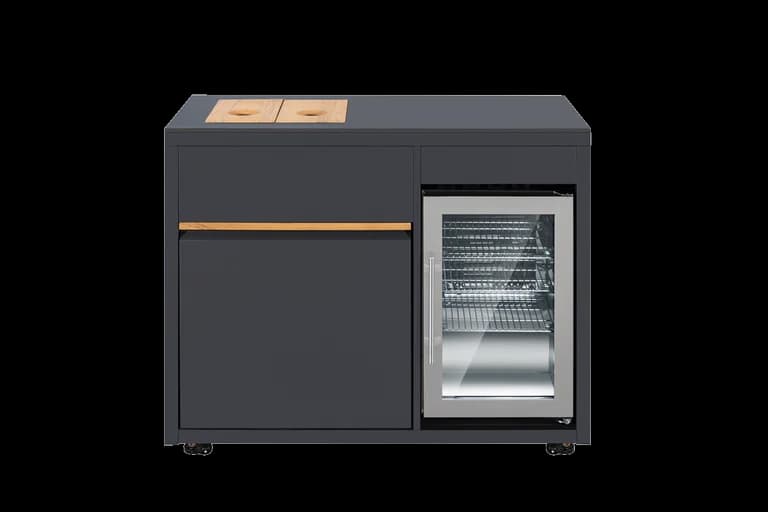 Designer Series - Freistehendes Modul mit Kühlschrank und Aufbewahrungsschrank - Myoutdoorkitchen
