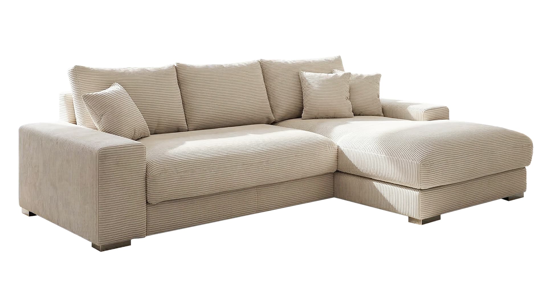 Ecksofa Cord beige 285 x 176 cm - OT rechts - SYDNEY