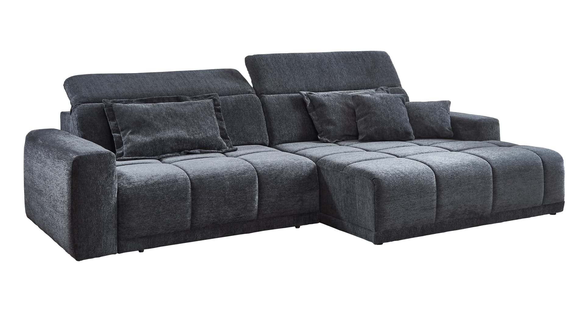 Ecksofa anthrazit elektrisch ausfahrbar 288 cm - OT rechts - BROOK
