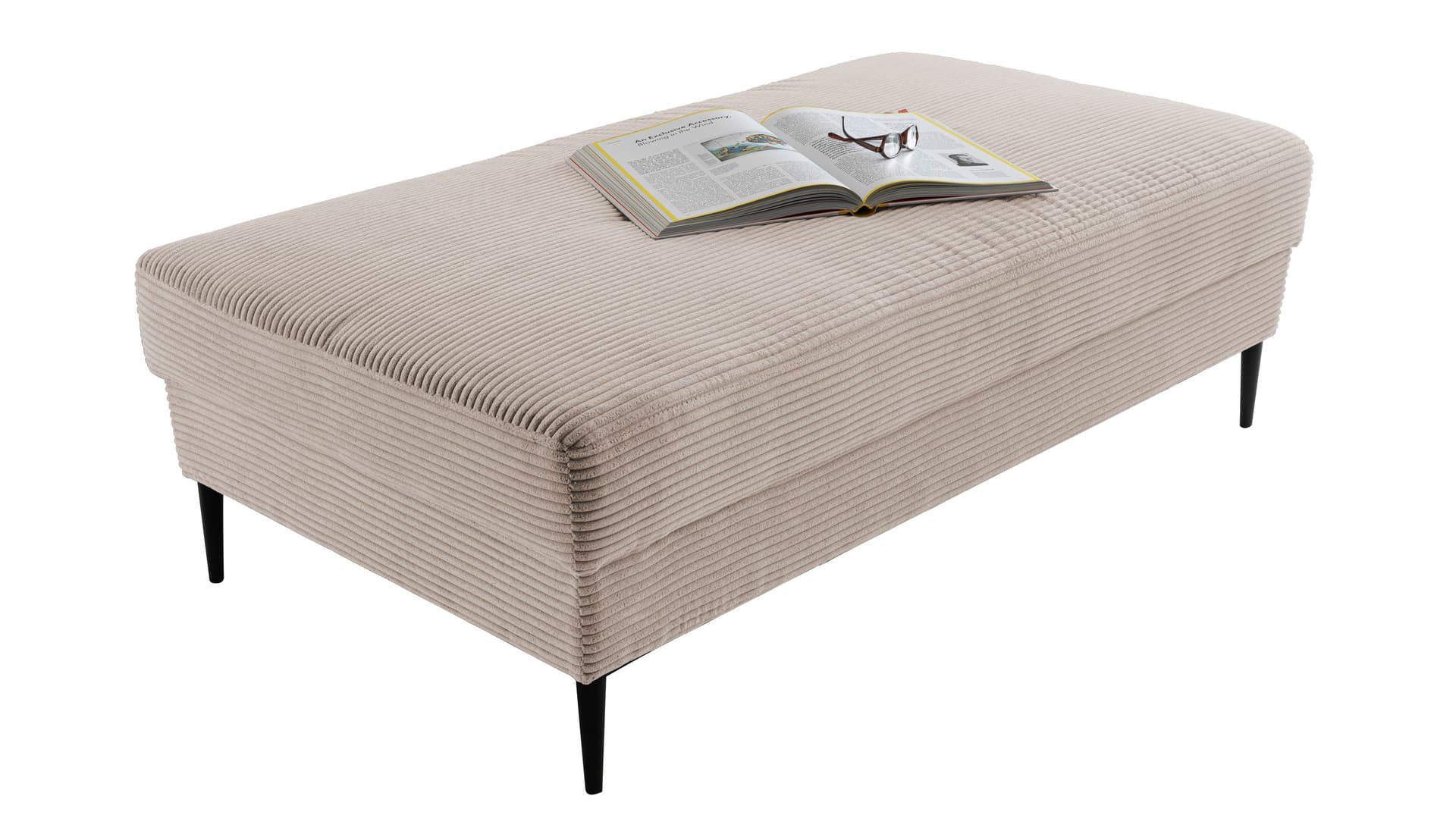 Hocker Sitzhocker 140 x 75 cm Cordbezug beige - SUMMER
