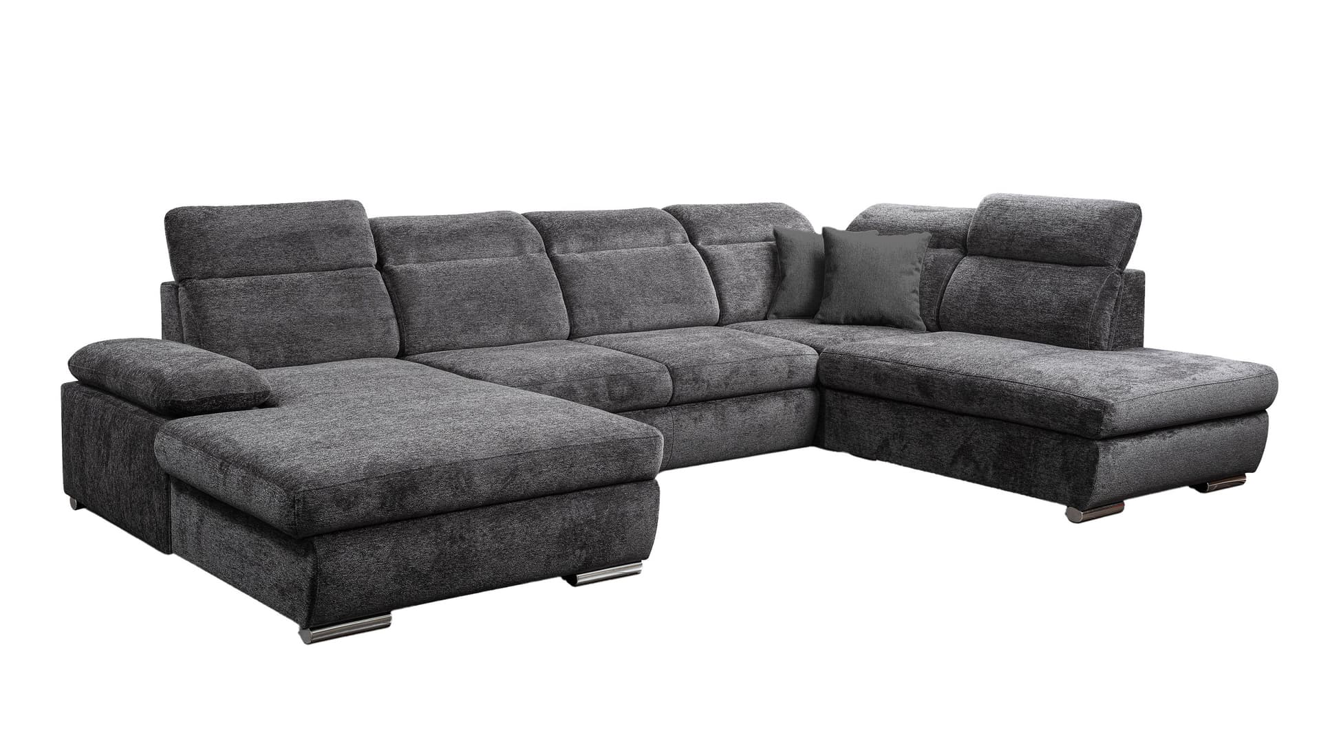 Wohnlandschaft Schlaffunktion anthrazit Bettkasten 359 cm - CORDOBA