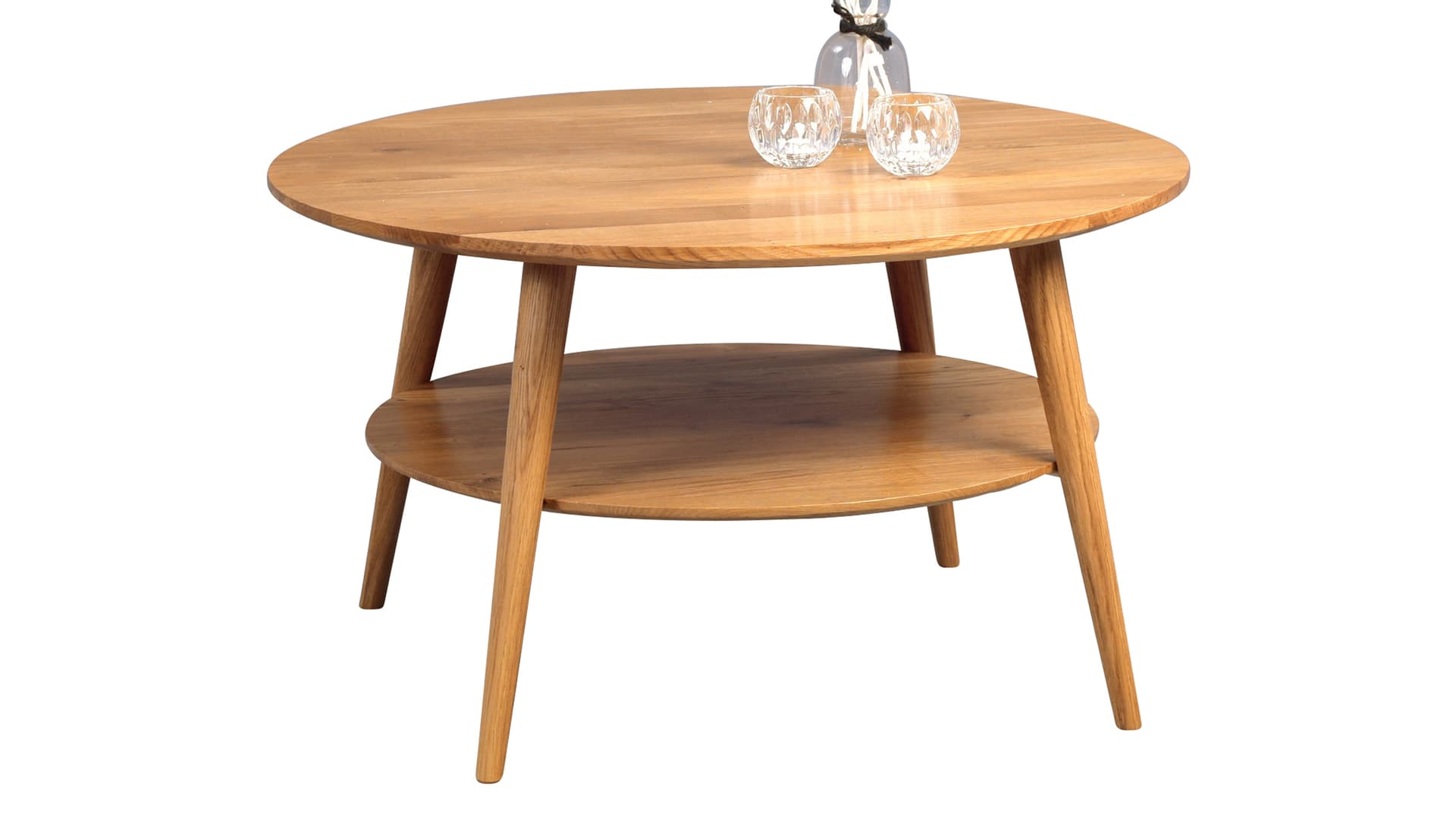 Couchtisch Wildeiche massiv geölt rund 80 x 80 cm - STELLA