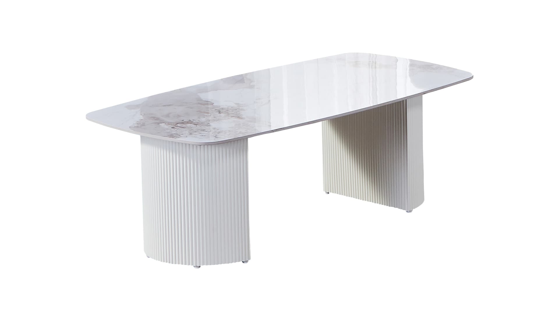 Couchtisch weiß hochglanz Marmoroptik 120 x 70 cm - VITALO