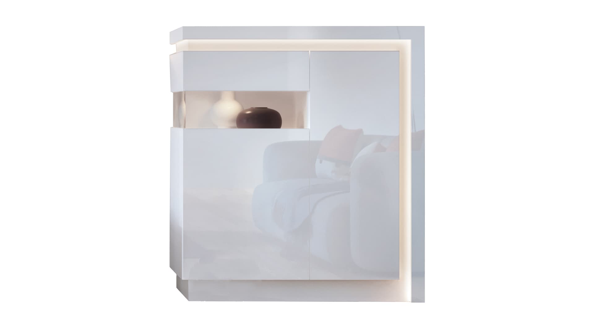 Highboard mit Beleuchtung weiß Hochglanz 108 cm - LYON