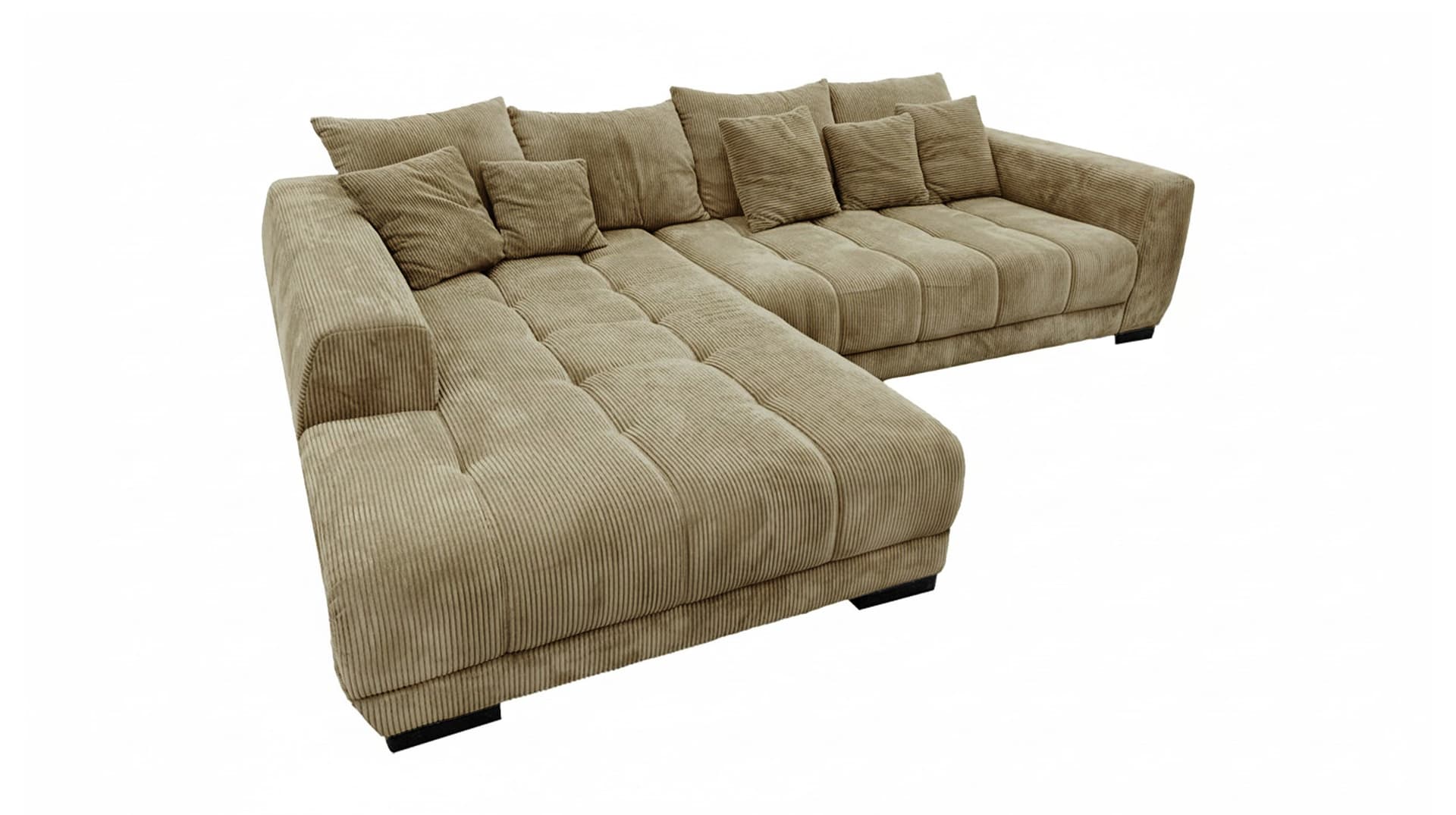 Ecksofa Cord grün elektrisch ausfahrbar 300 cm - OT links - ARTEMIS