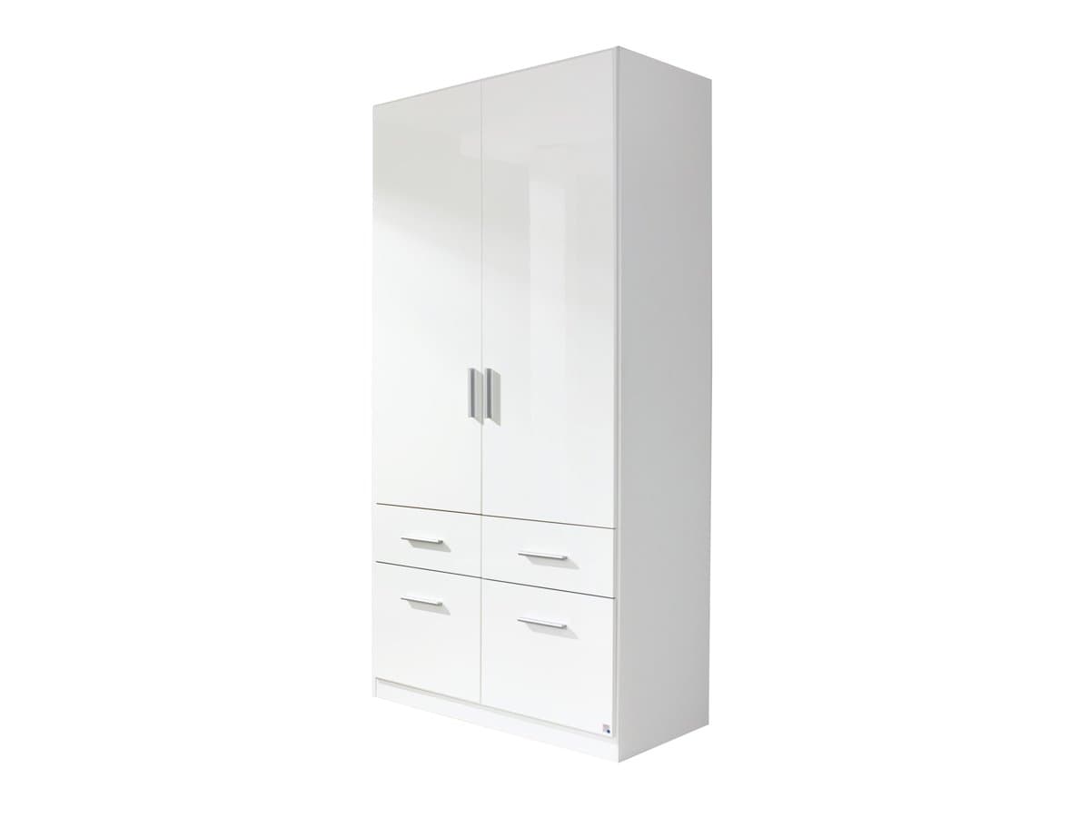 Kleiderschrank weiß hochglanz - rauch - 91 cm - CELLE