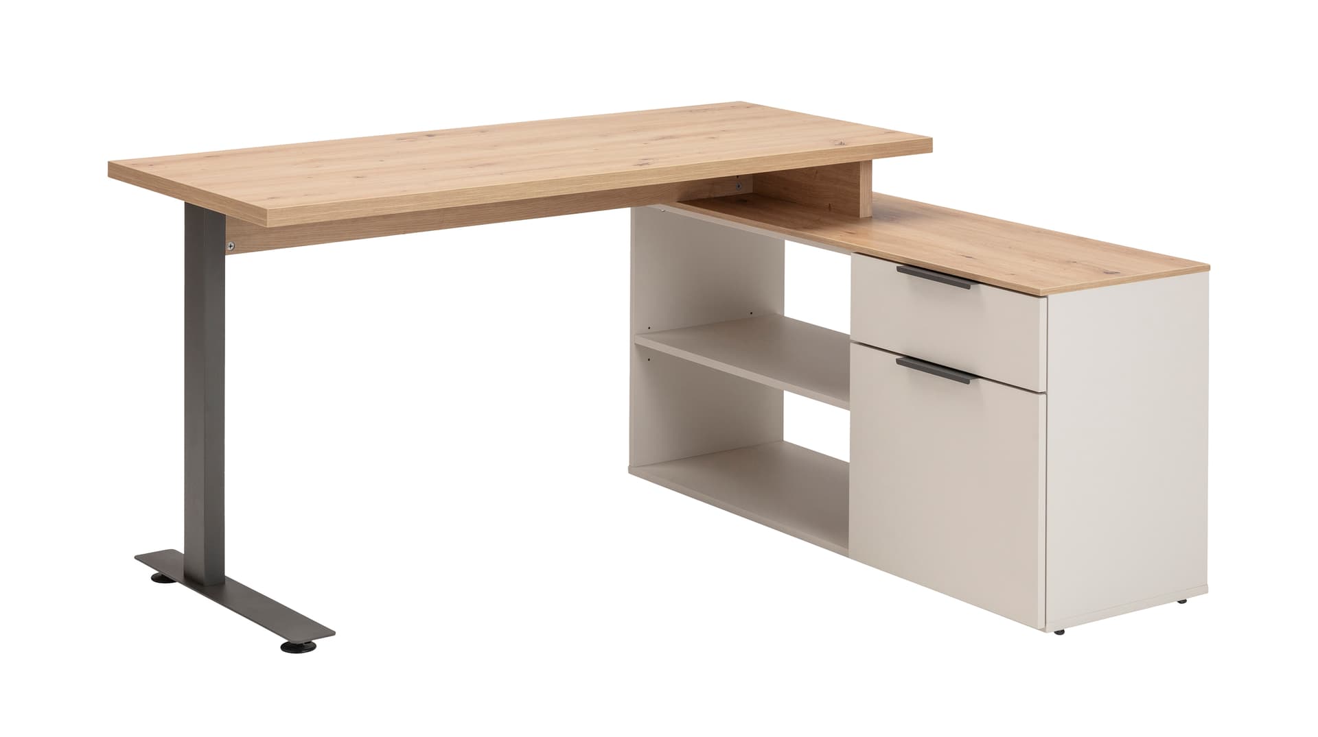 Eck-Schreibtisch Beige-Kaschmir Artisan Eiche 140 cm - SYNOS