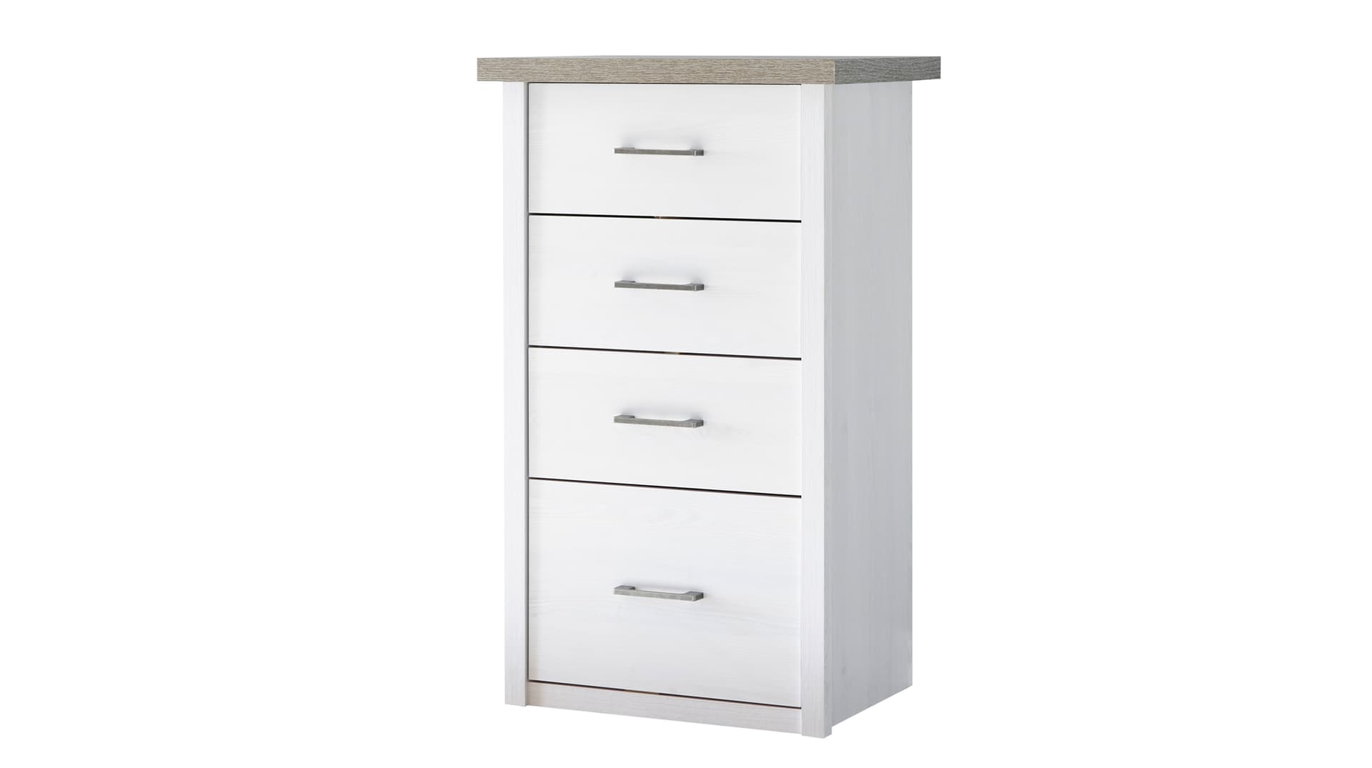 Kommode 60 cm Pinie weiß mit 4 Schubladen - LUCA