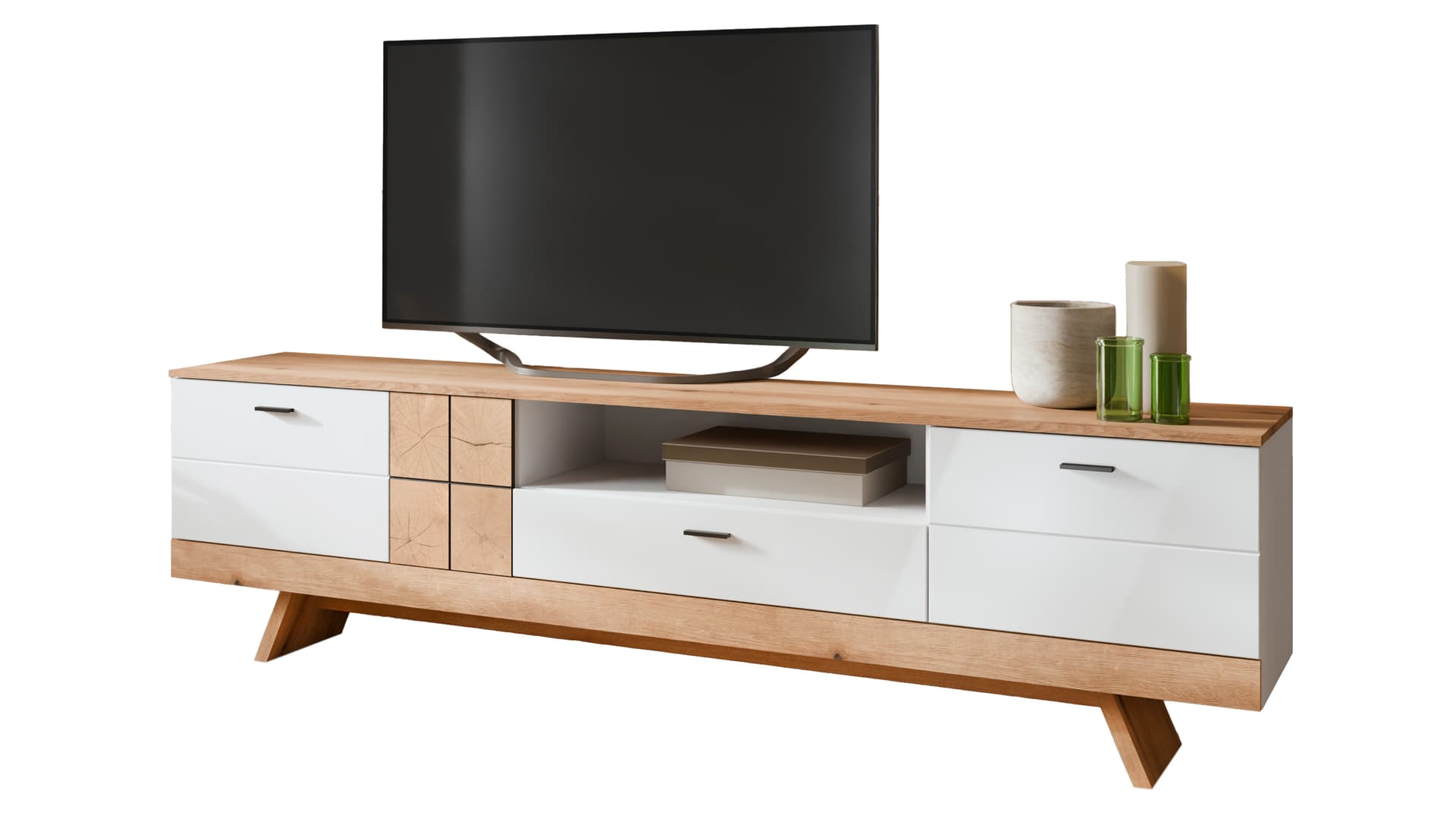 TV - Lowboard weiß Hochglanz - Coast Evoke Eiche 216 cm - ORETA
