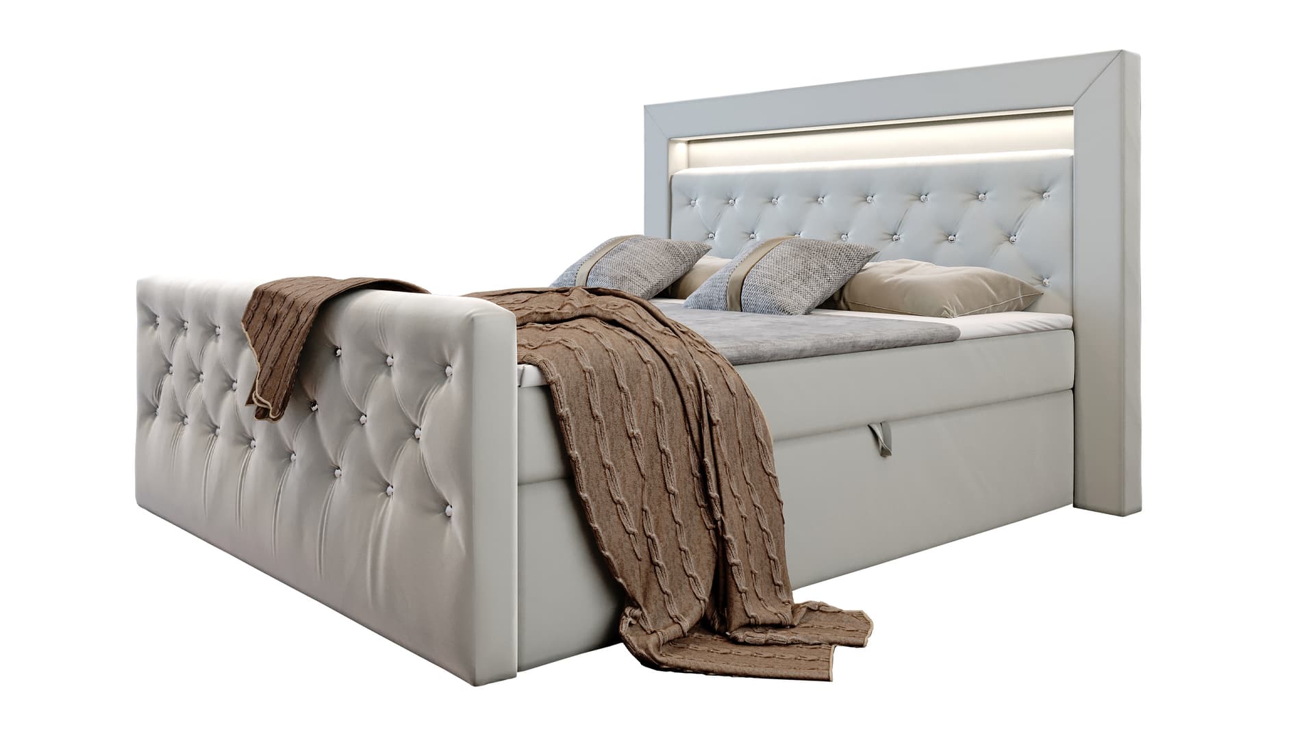 Boxbett 180 x 200 cm mit Bettkasten grau - SINGAPUR LUX