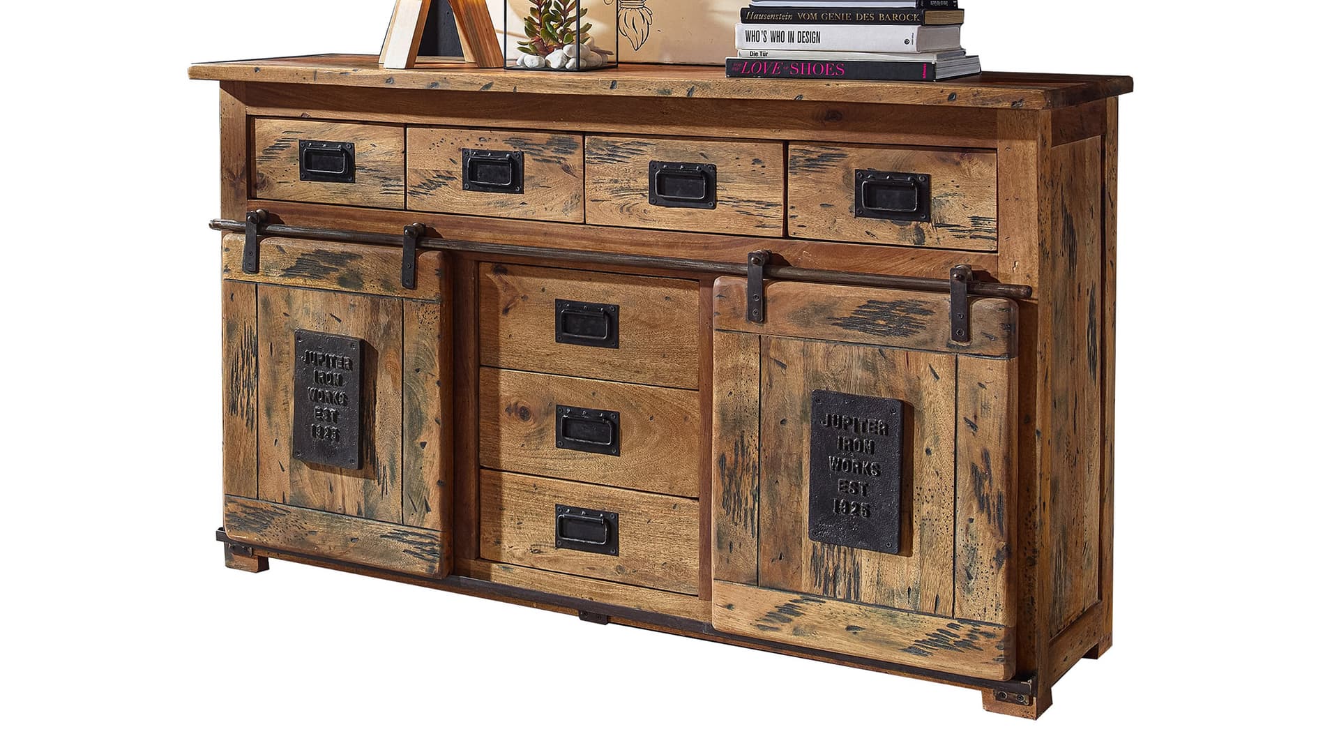Sideboard mit 2 Rolltüren Mango massiv 150 cm - EMANUEL