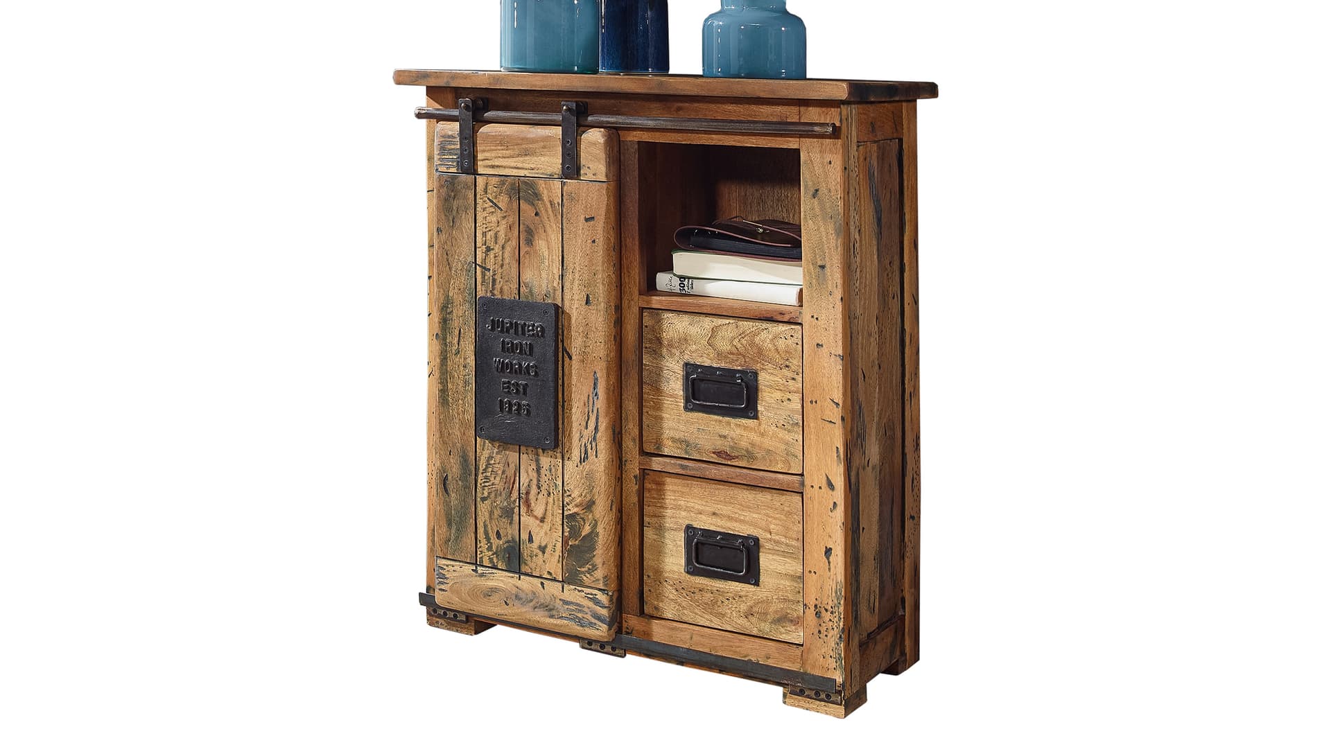 Sideboard mit 1 Rolltür Mango massiv 75 cm - EMANUEL