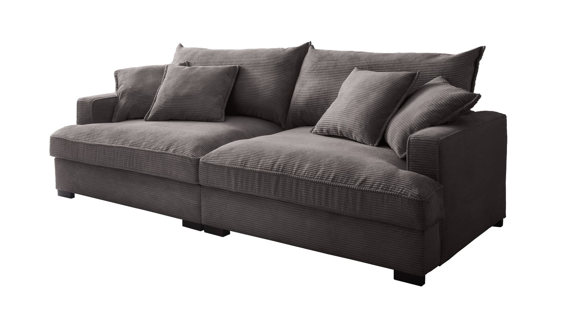 Big Sofa Cord grau - 242 cm - Nosagunterfederung - TRIBECCA