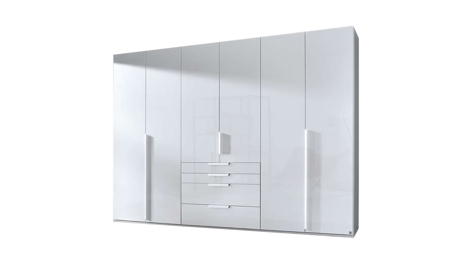 Kleiderschrank 301 cm weiß Glas 6-türig - rauch - POSA