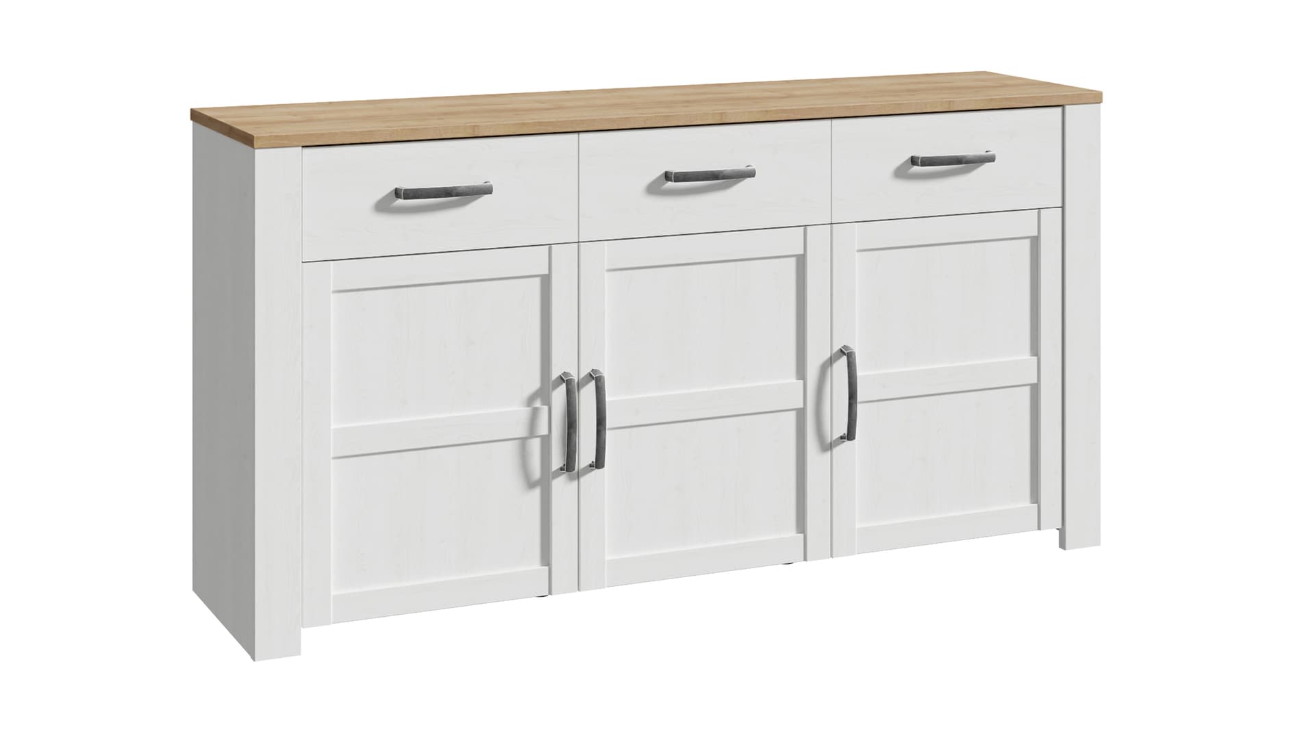 Sideboard mit 3 Schubladen Lärche weiß - Eiche - 166 cm - BOHOL