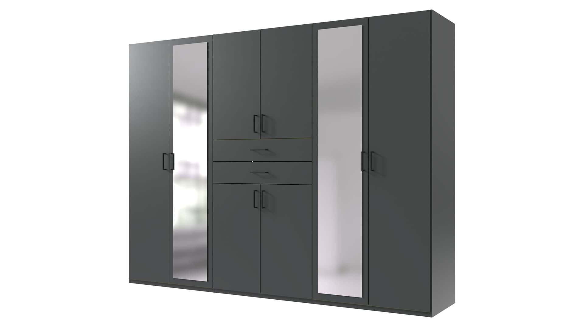 Kleiderschrank mit Spiegel - graphit - 270 cm - 8-türig - DILLINGEN