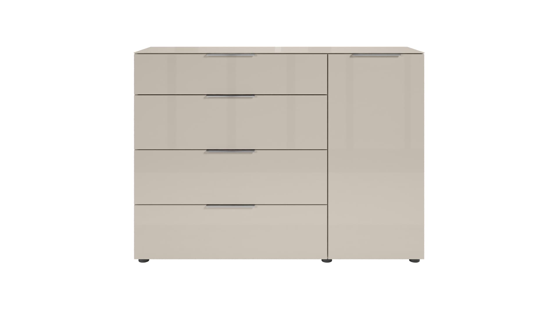 Kommode 4 Schubladen Beige-Kaschmir - Glas - 135 cm - SANTORIN