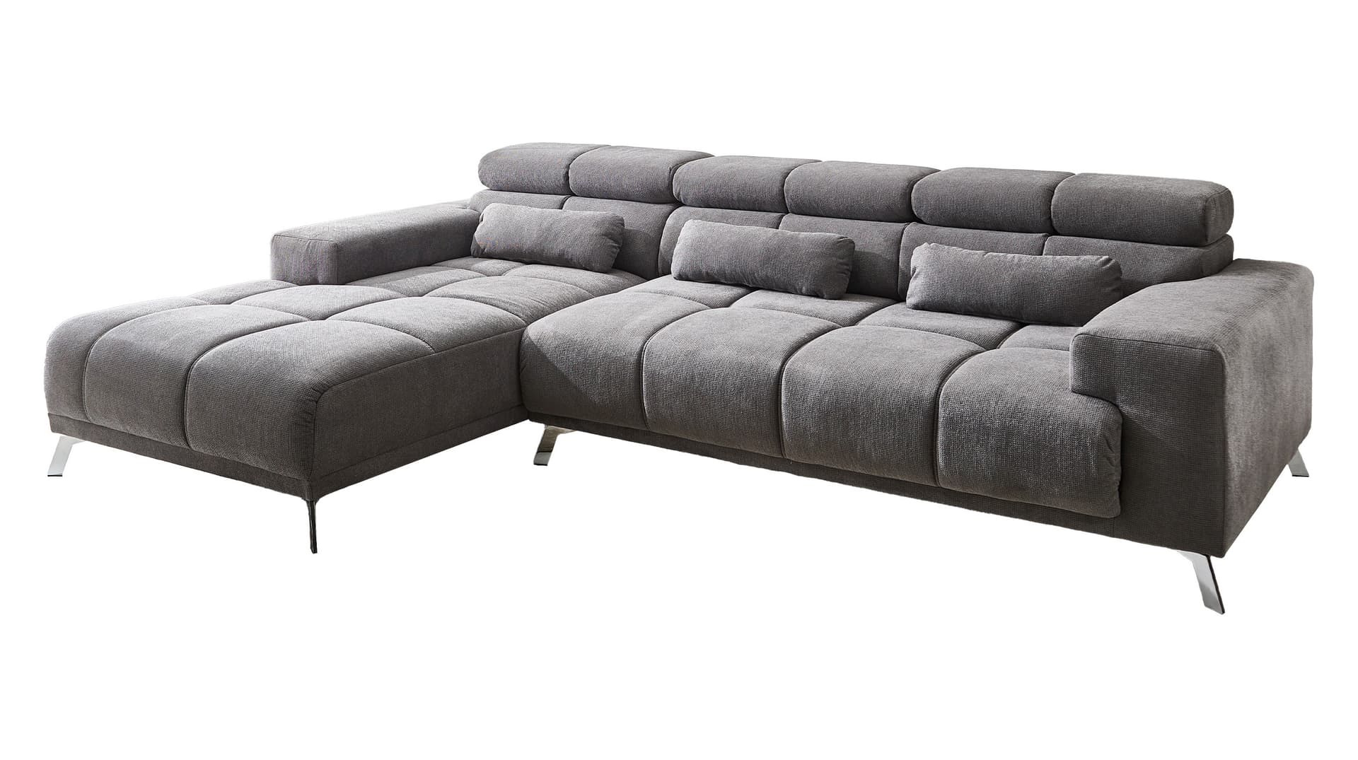 Ecksofa grau elektrisch ausfahrbar 285 cm - OT links - SPEED