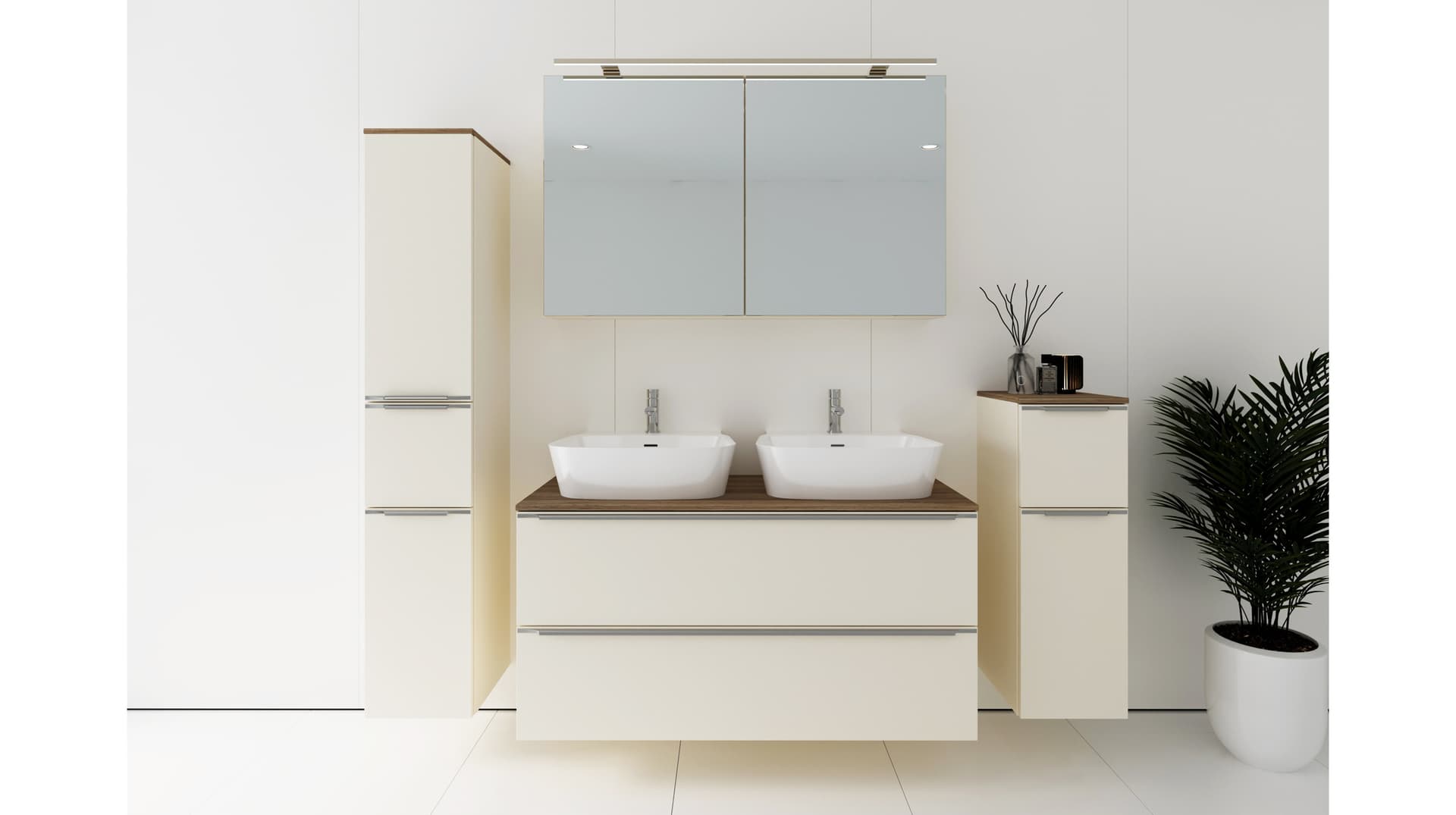 Badmöbel-Set Magnolia - 4 Teile - Waschtisch 120 cm - LEONEL