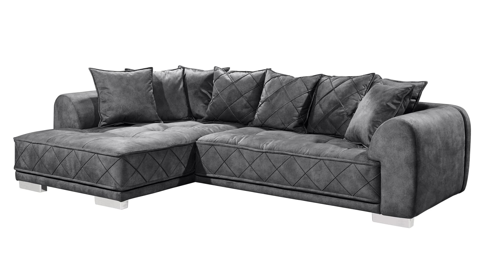 Ecksofa anthrazit 319 x 194 cm mit Kissen - SENTINA