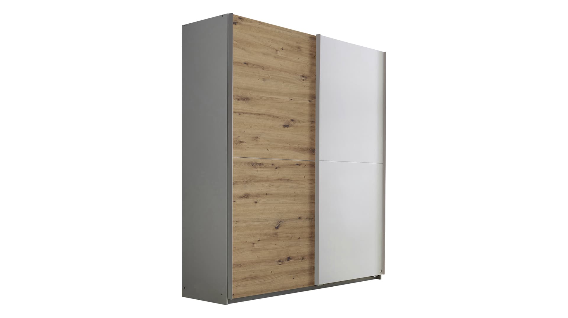 Schwebetürenschrank Eiche weiß - 175 cm - rauch - SATURN