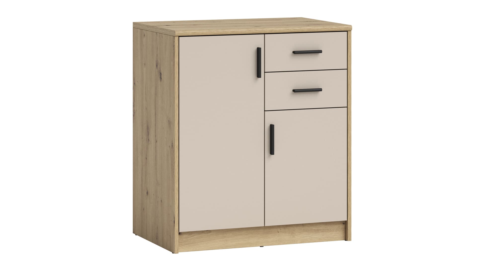 Kommode 2 Schubladen Beige-Kaschmir - Eiche 74 x 50 cm - NELLY