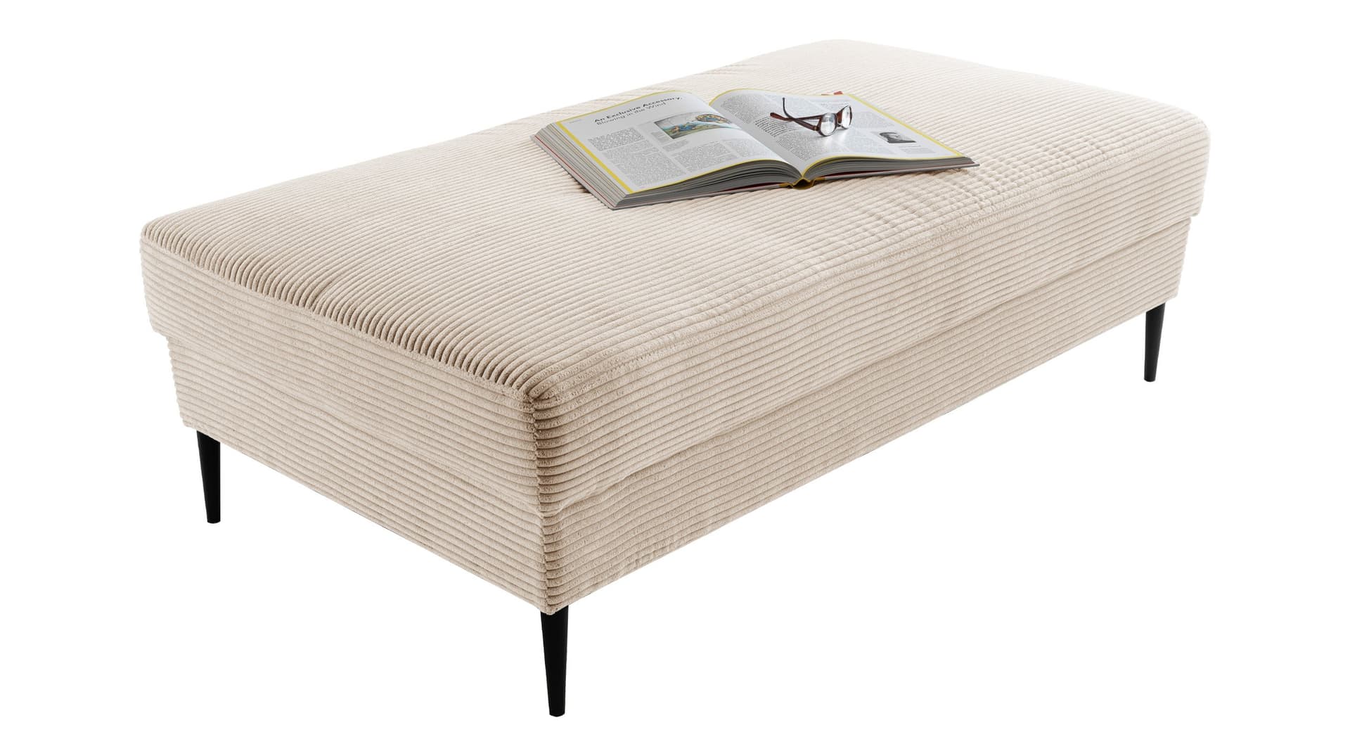 Hocker Sitzhocker 140 x 75 cm Cordbezug creme - SUMMER