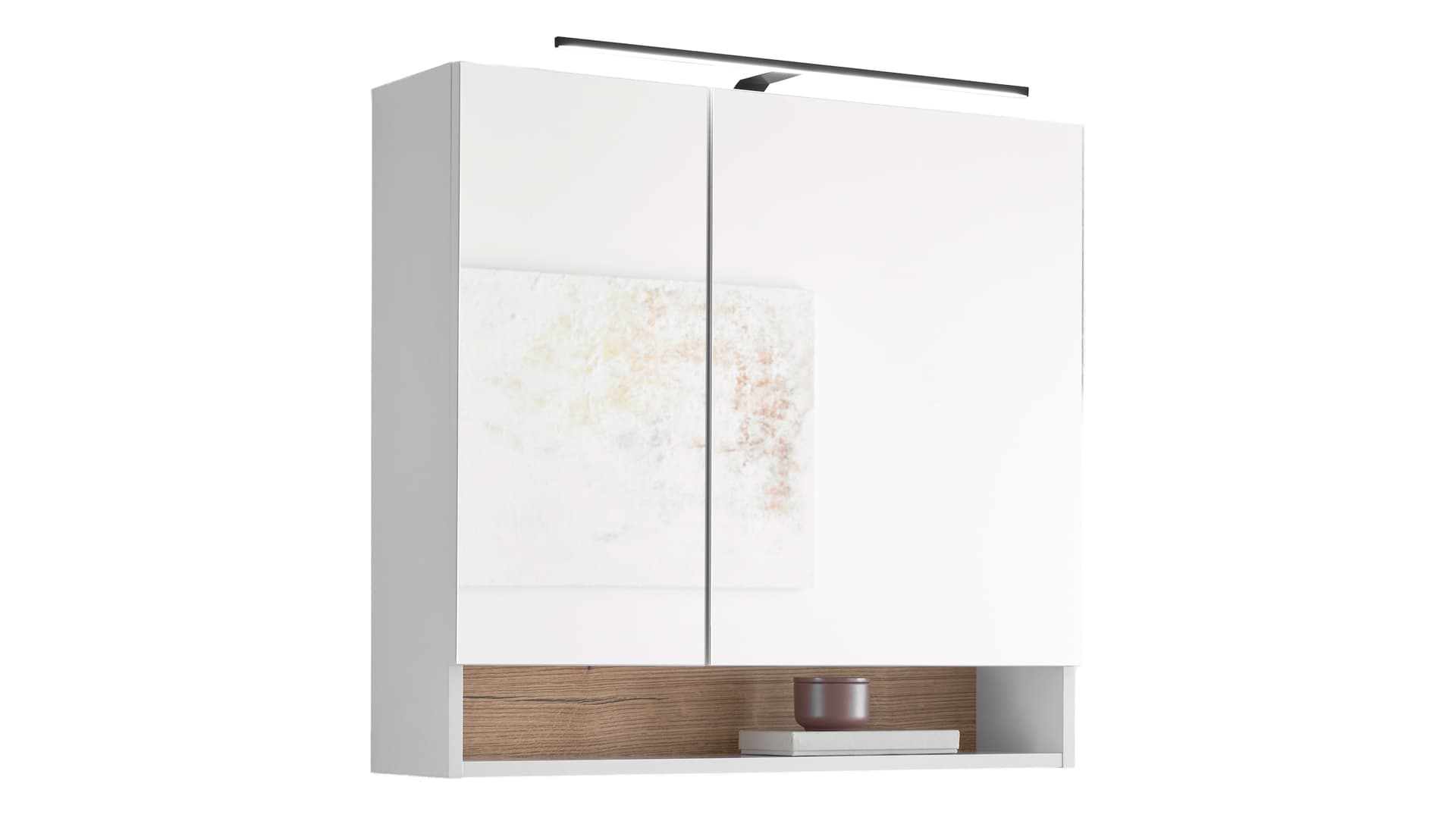 Spiegelschrank mit Beleuchtung weiß Evoke Eiche 80 cm - DALIA