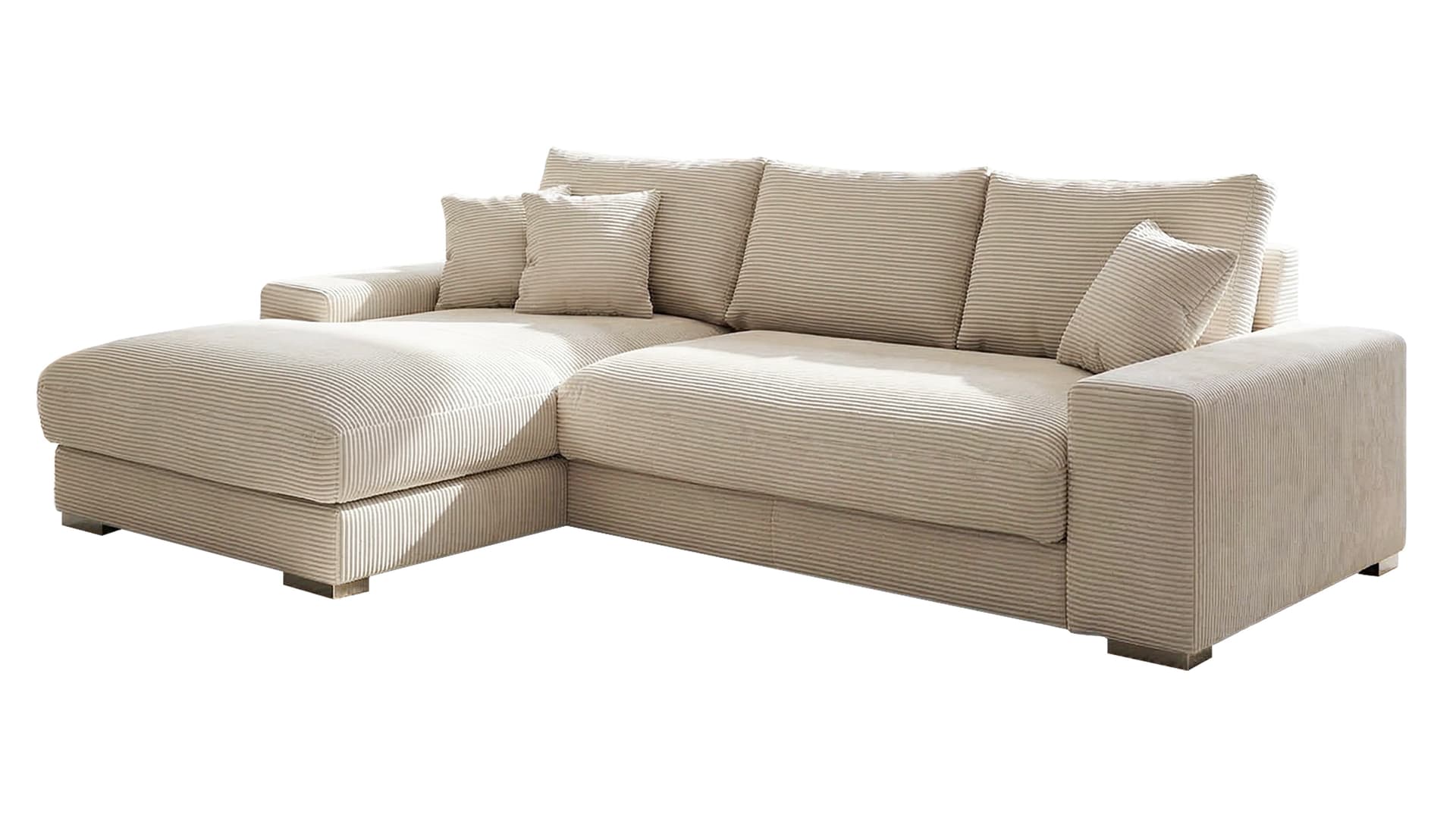 Ecksofa Cord beige 285 x 176 cm - OT links - SYDNEY