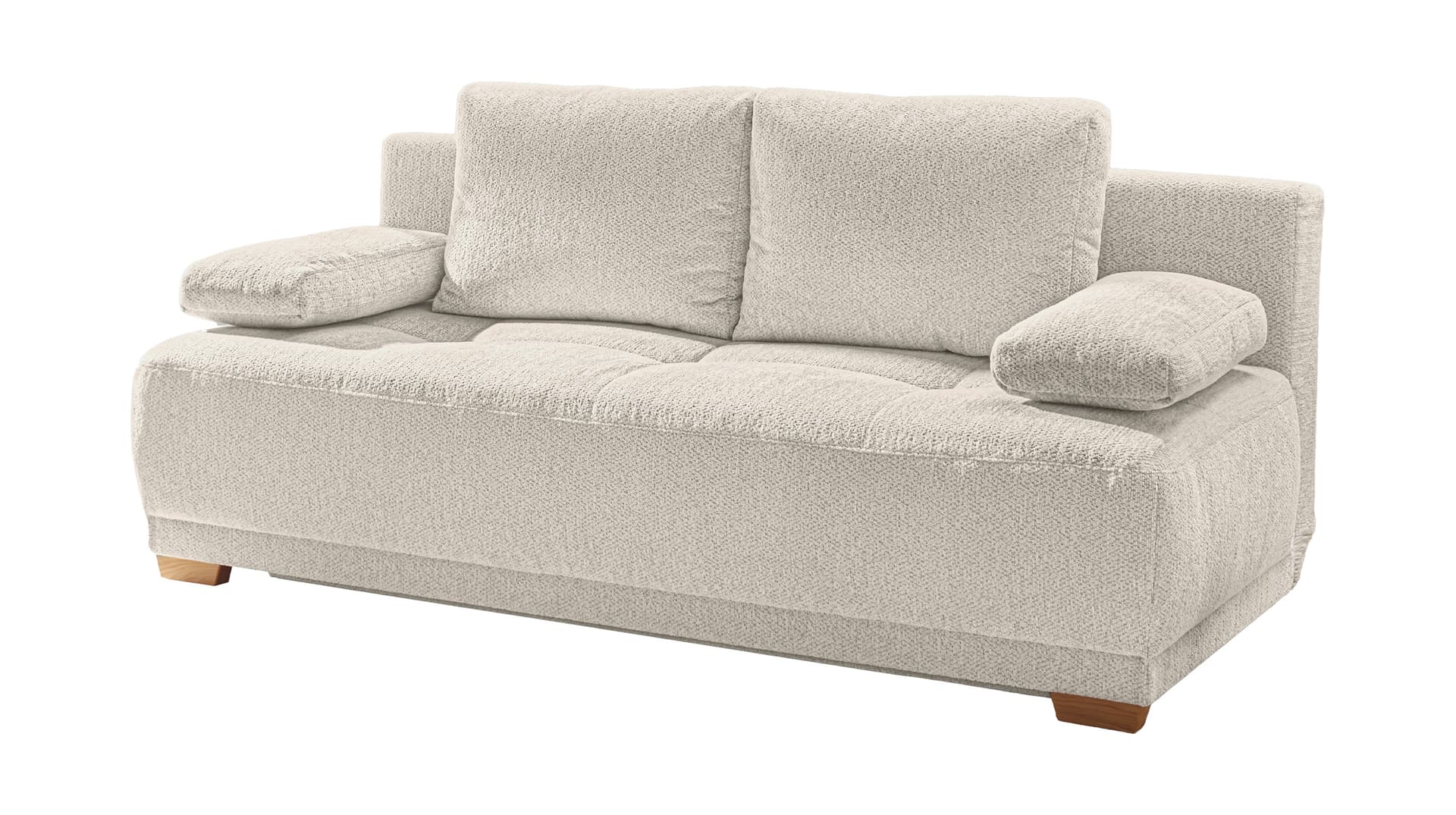 Schlafsofa beige ausziehbar mit Bettkasten 205 x 105 cm - DAVE
