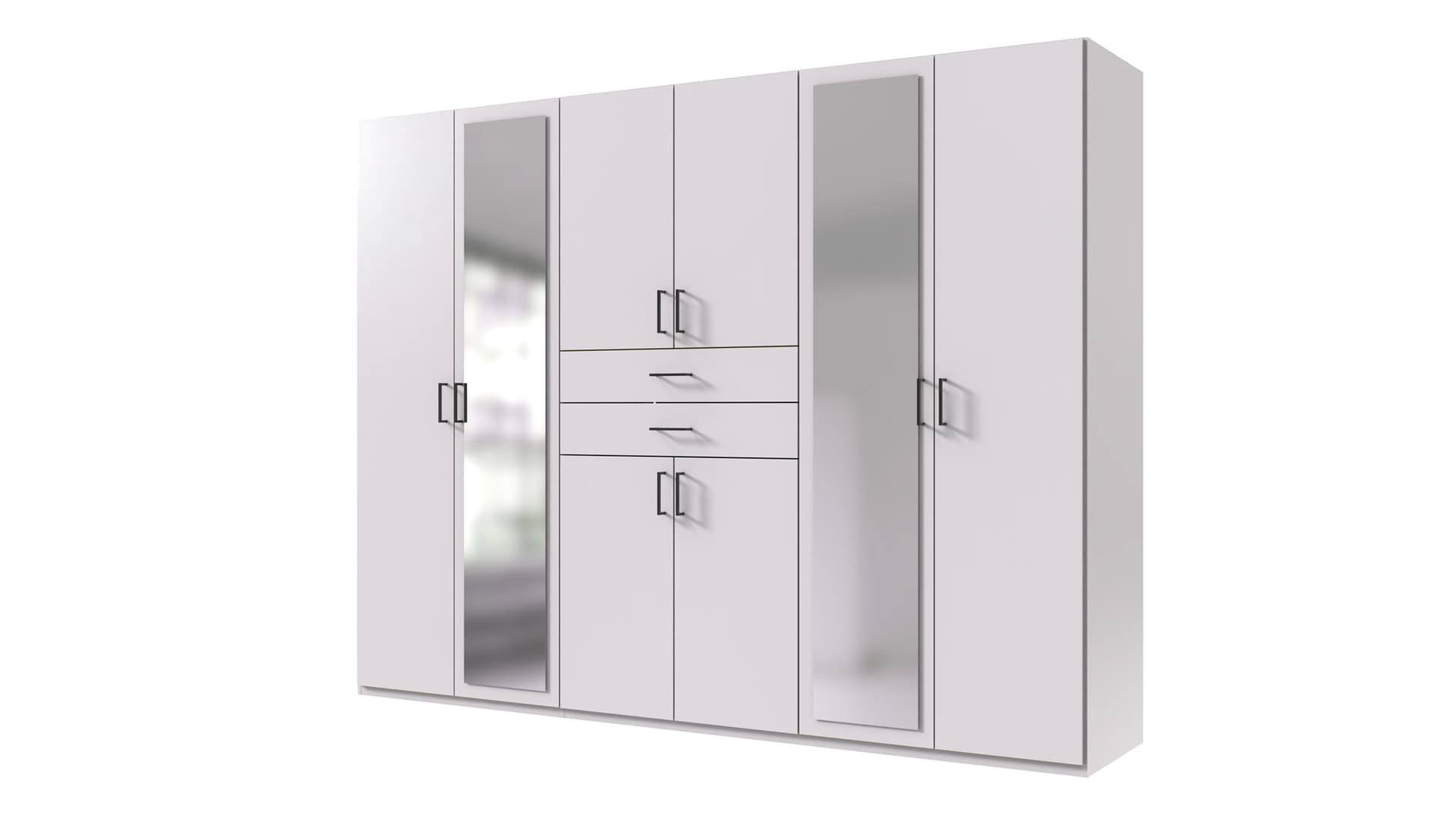 Kleiderschrank mit Spiegel - weiß - 270 cm - 8-türig - DILLINGEN