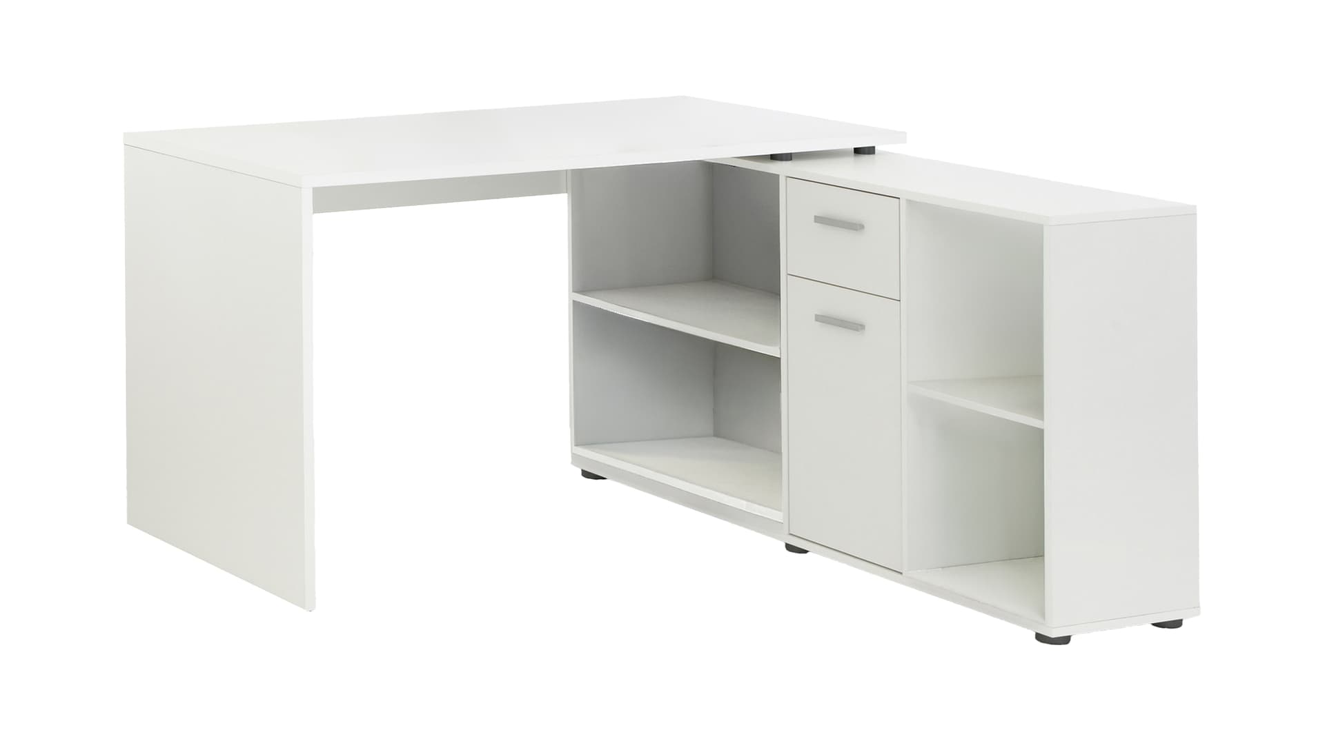 Eck-Schreibtisch weiß 136 cm - mit Schublade - LEXO