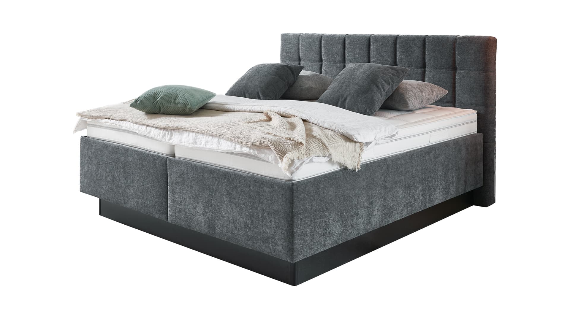 Boxbett 180 x 200 cm mit Bettkasten anthrazit Chenille - SENSINO