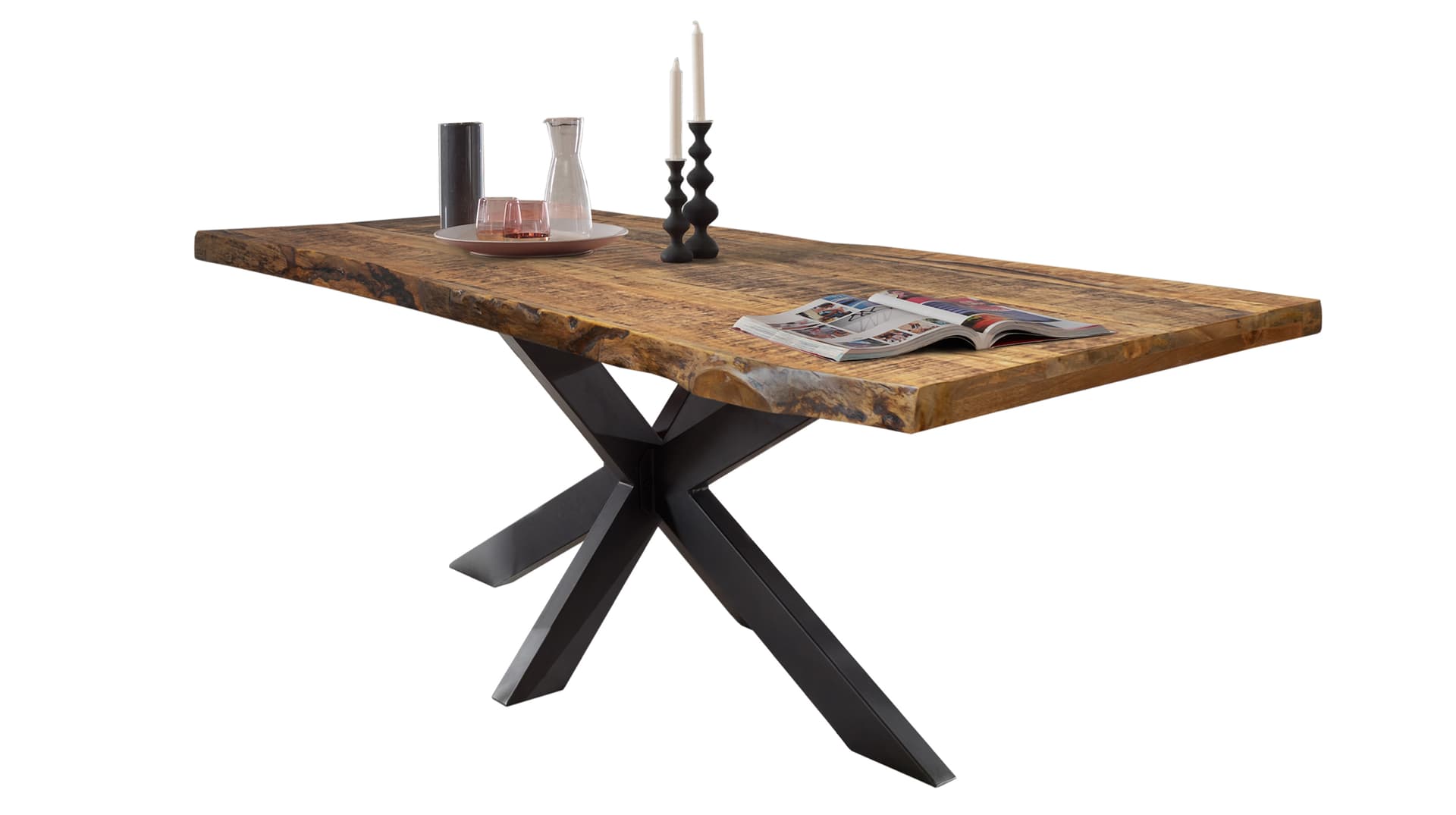 Esstisch Baumkantentisch massiv 220 cm Mango lackiert - TIM