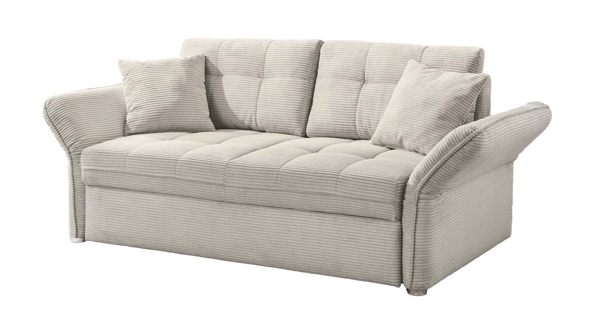 Schlafsofa Cord grau-beige ausziehbar 211 x 105 cm - LEON