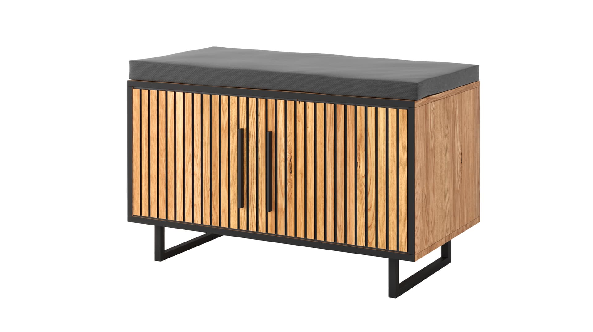 Garderobenbank mit Stauraum Eiche massiv geölt 82 cm - BELLA