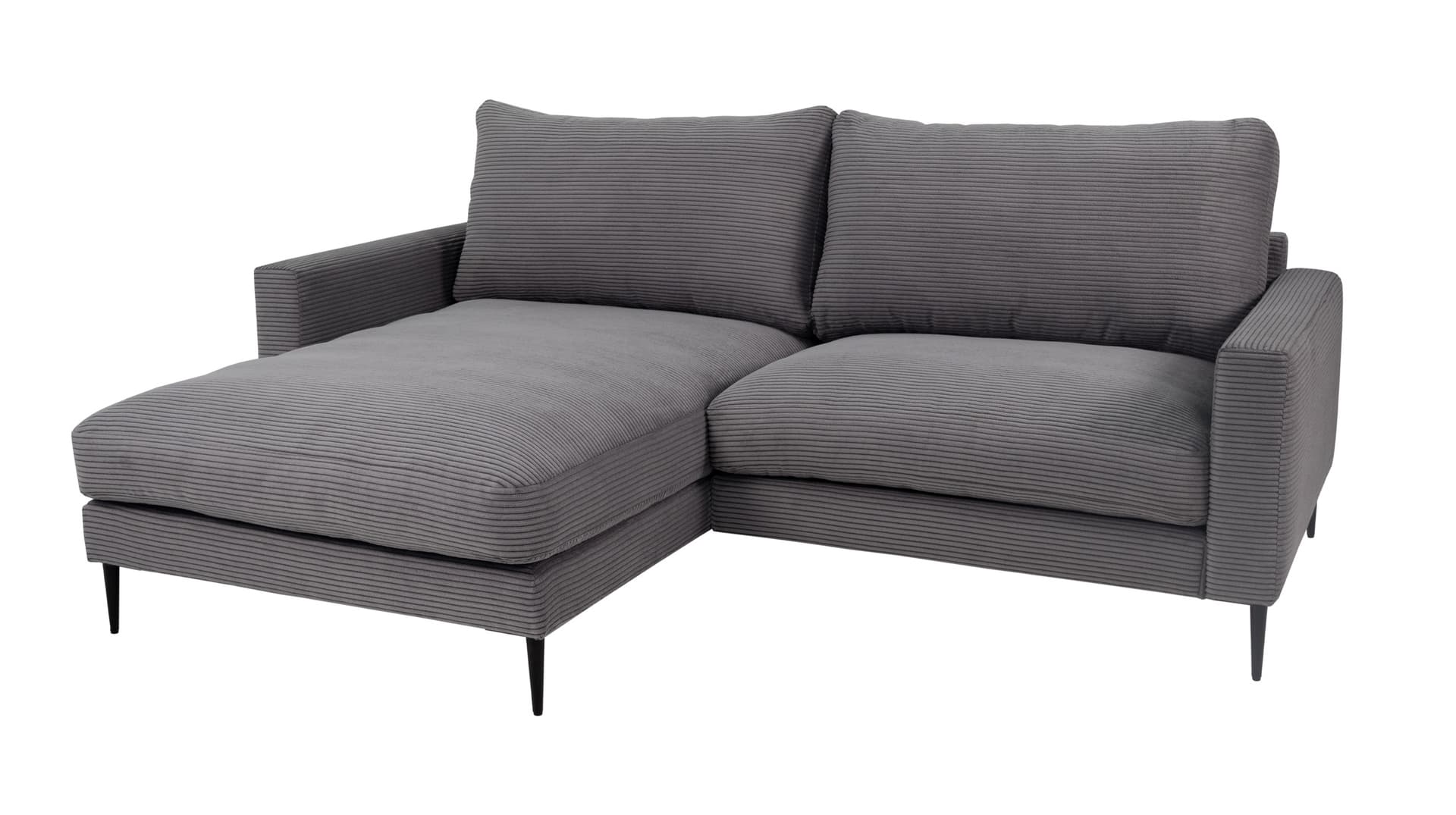 Ecksofa Cord grau 220 x 164 cm - OT links - NORDVIK
