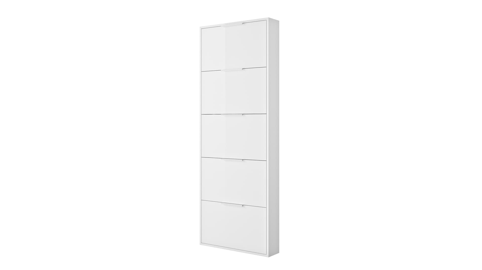 Schuhschrank weiß hochglanz 5-türig 65 x 174 cm - ESPRESSO
