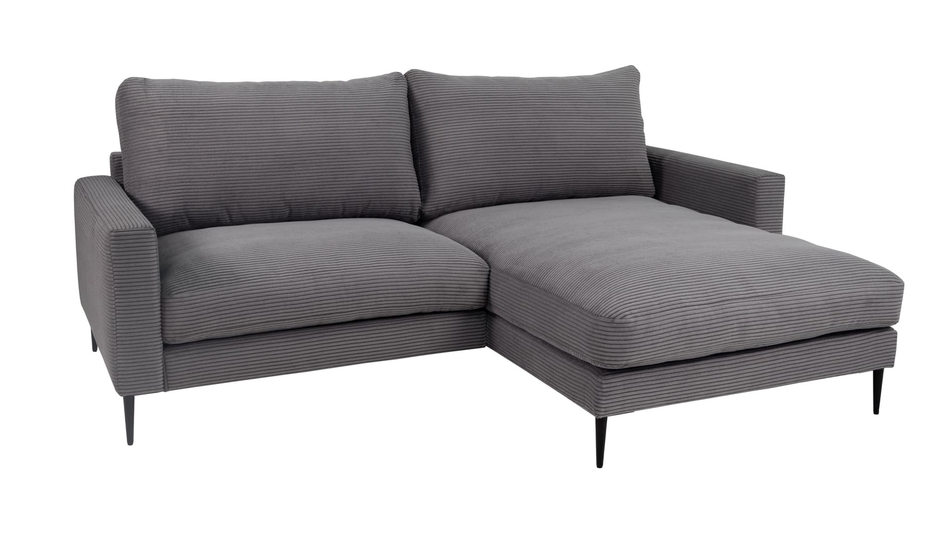 Ecksofa Cord grau 220 x 164 cm - OT rechts - NORDVIK