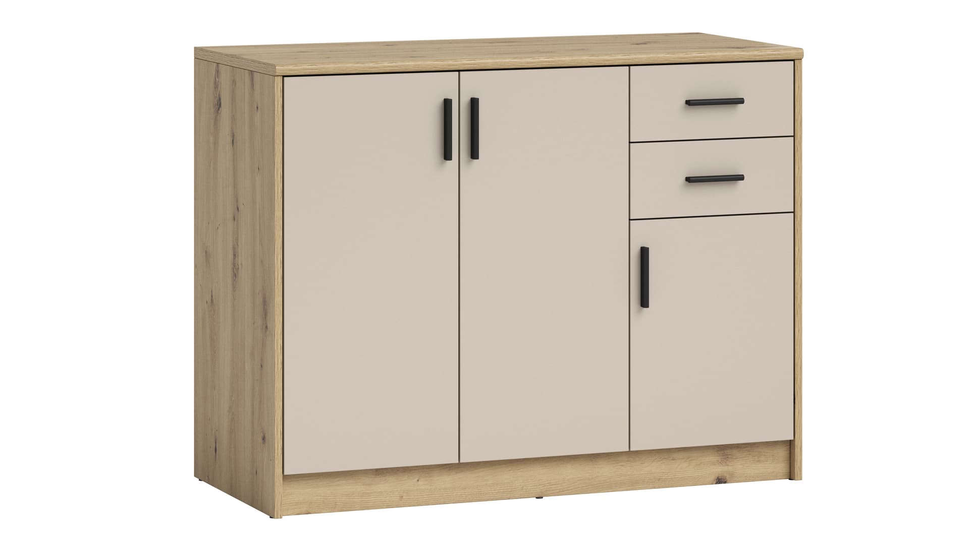 Kommode 2 Schubladen Beige-Kaschmir - Eiche 109 x 50 cm - NELLY