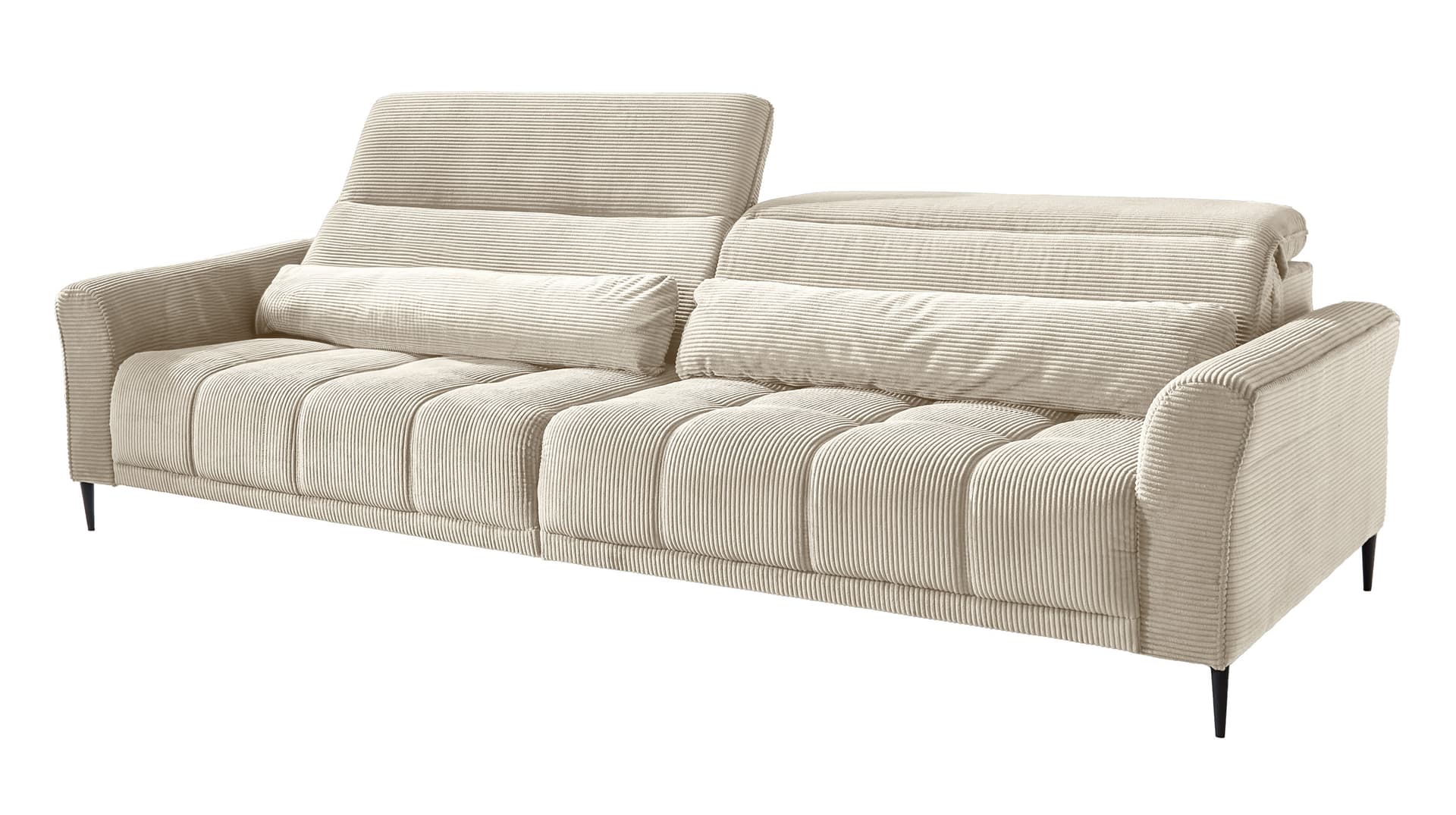 Big Sofa Cord beige mit Nosagunterfederung 280 cm - LOGAN