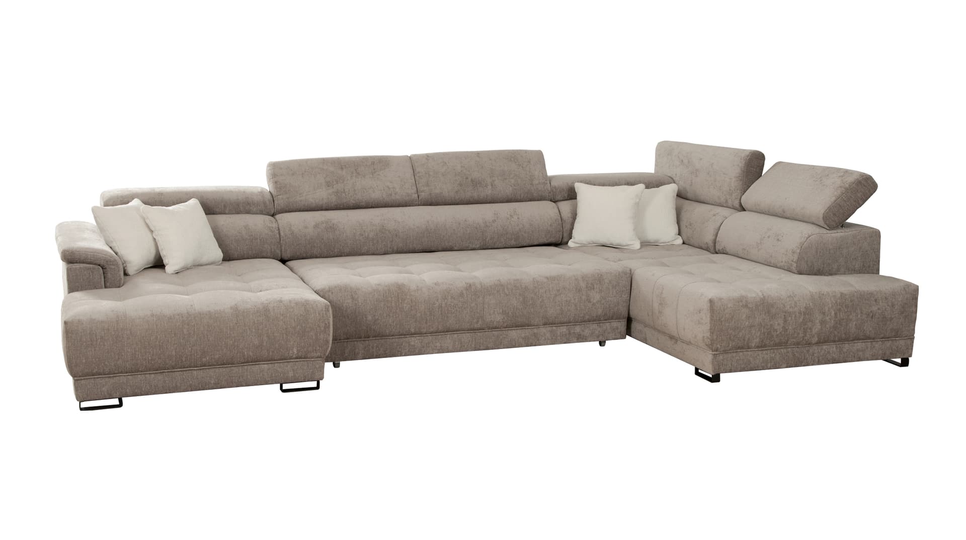 Wohnlandschaft taupe ausziehbar - Sitztiefenverstellung - BENEVENTO