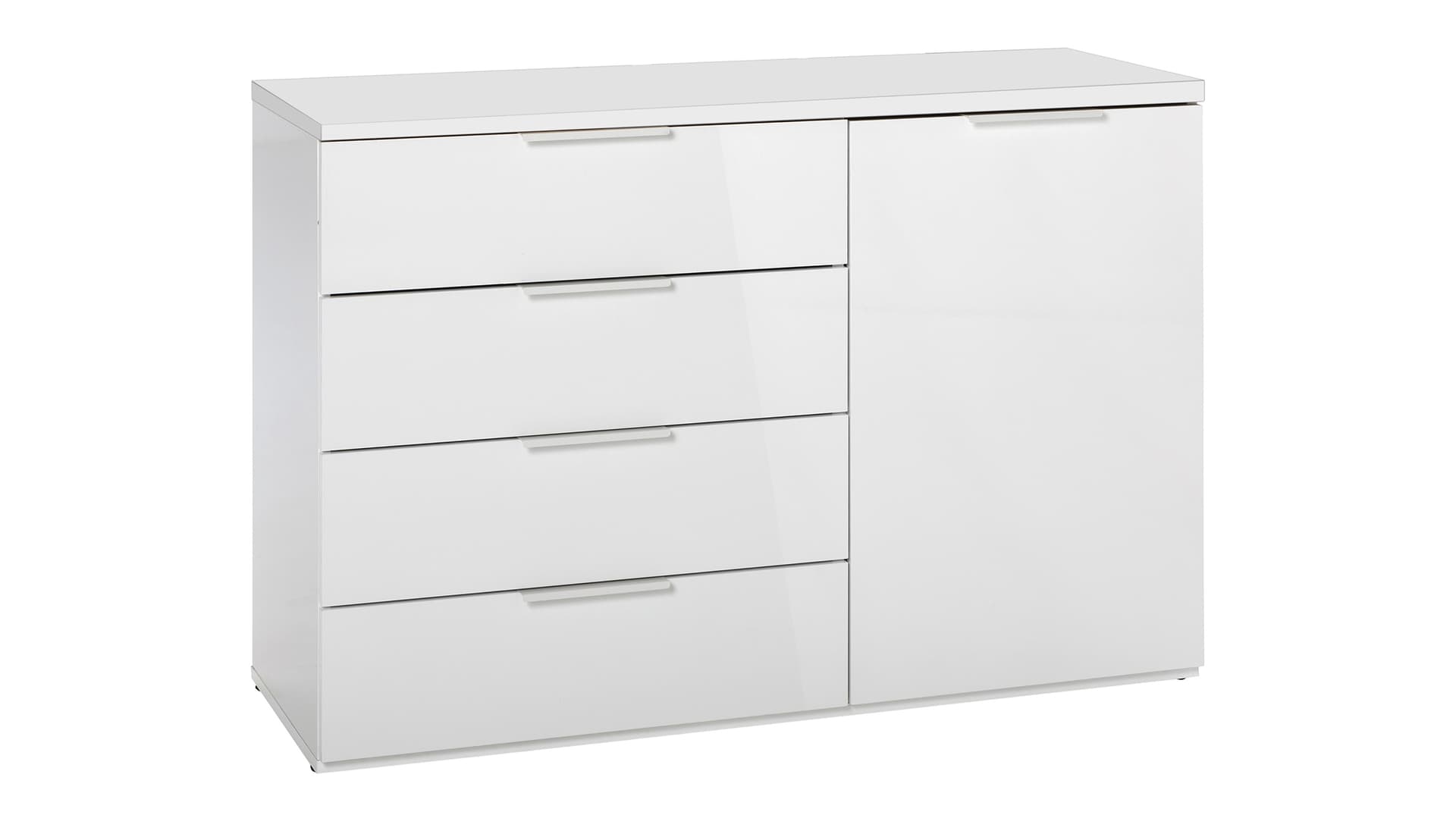 Kommode weiß hochglanz 120 x 83 cm 4 Schubladen - MUNDI