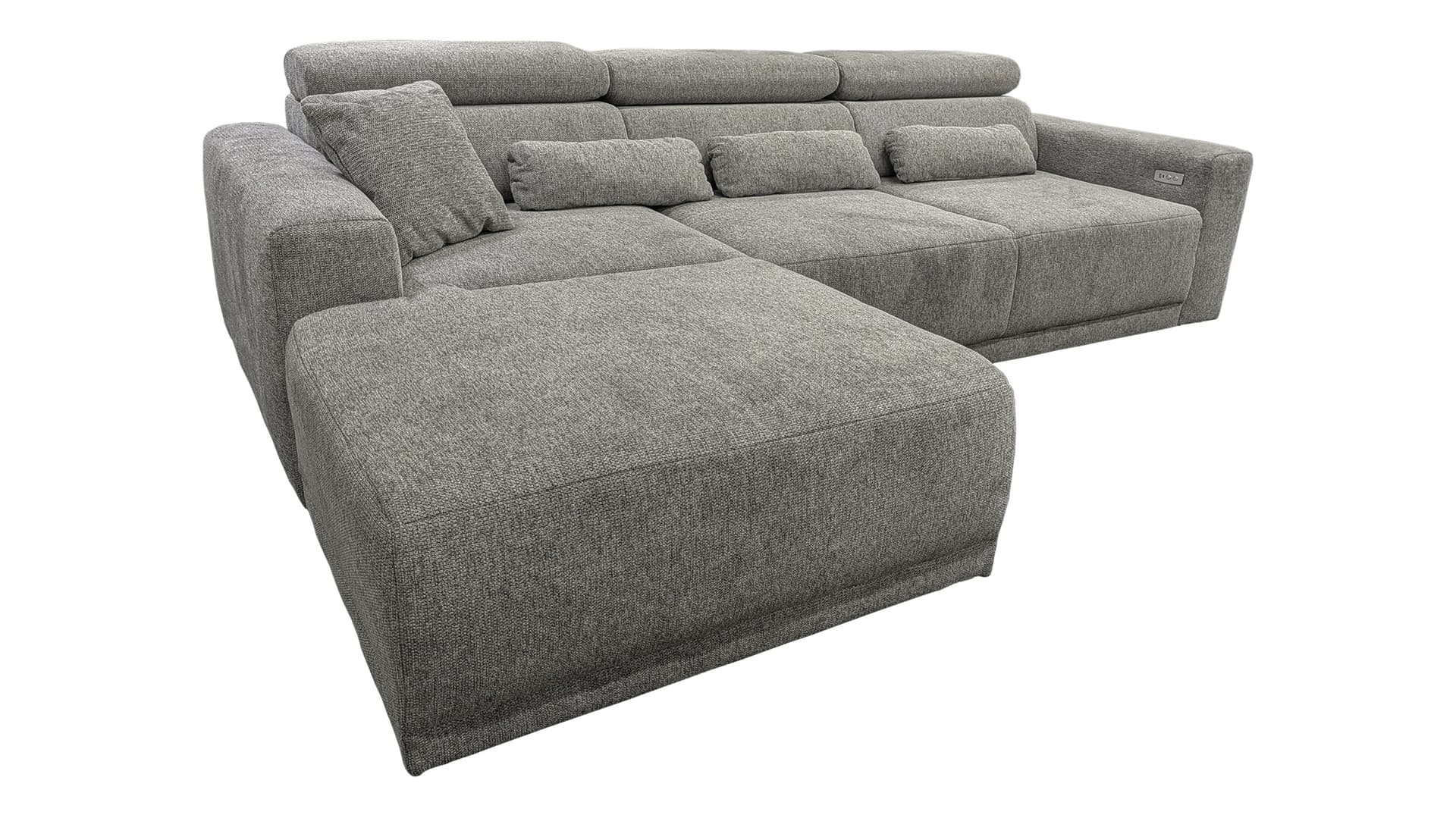 Ecksofa grau elektrisch ausfahrbar 285 cm - OT links - CASSIO