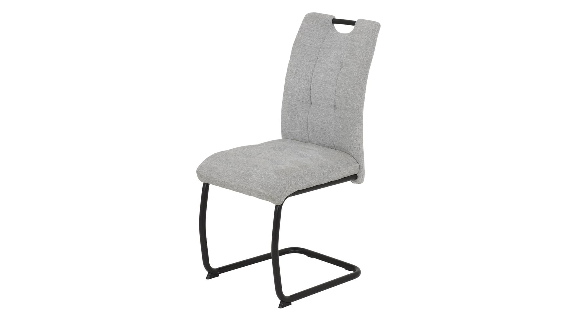 Schwingstuhl grau mit Webstoff in Teddy-Optik - KARLA