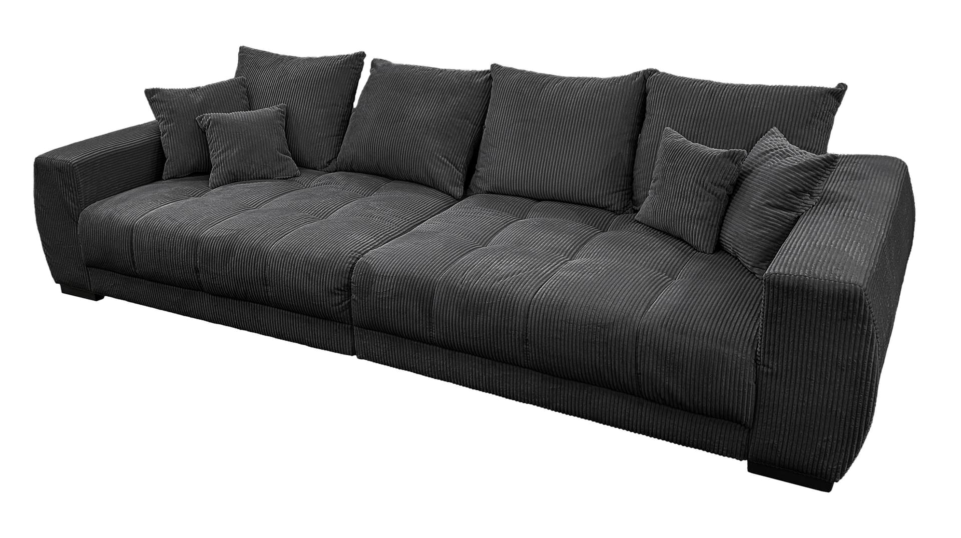 Big Sofa Cord grau mit Nosagunterfederung 300 cm - ARTEMIS